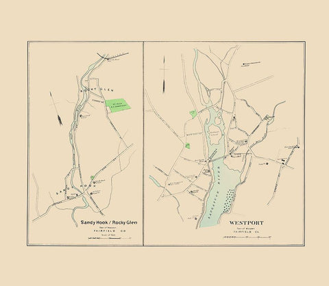 Westport, Sandy Hook, Rocky Glen Connecticut Black Ornate Wood Framed Art Print with Double Matting by Hurd