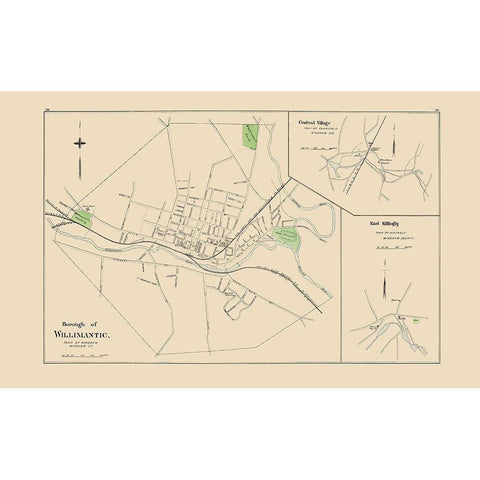 Wiillimantic Connecticut - Hurd 1893 Black Modern Wood Framed Art Print by Hurd