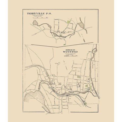 Winsted Connecticut - Hurd 1893 White Modern Wood Framed Art Print by Hurd