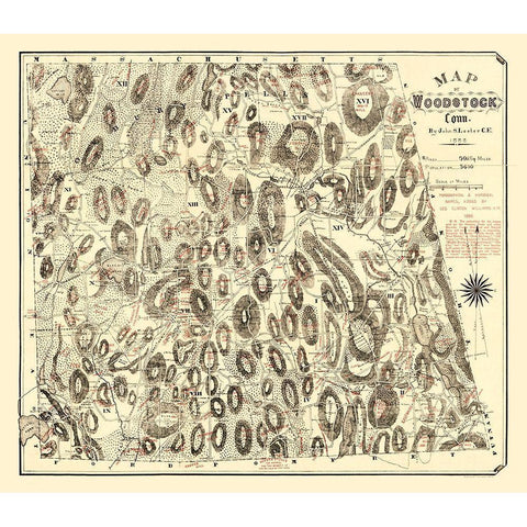 Woodstock Connecticut - Lester 1886  Black Modern Wood Framed Art Print by Lester