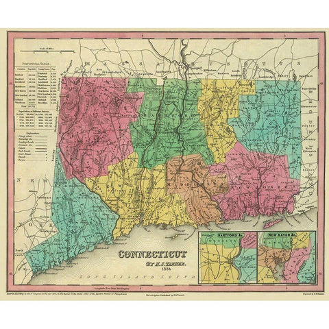 Connecticut - Tanner 1834 Black Modern Wood Framed Art Print by Tanner