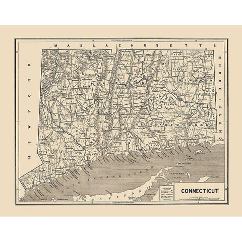Connecticut - Hurd 1893 White Modern Wood Framed Art Print by Hurd