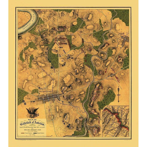 Antietam Battlefield Pennsylvania - Willcox 1862 White Modern Wood Framed Art Print by Willcox