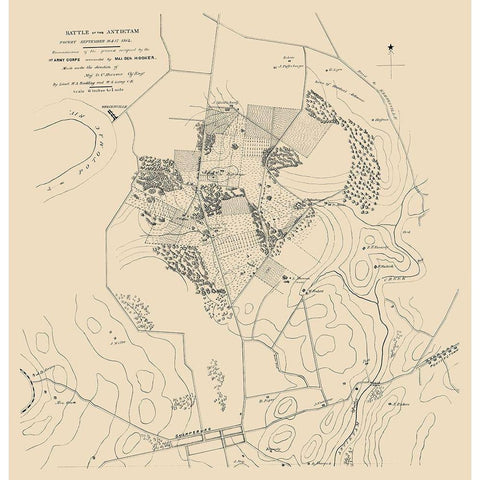 Antietam Battle September 16 to 17 - Houston 1862 White Modern Wood Framed Art Print by Houston