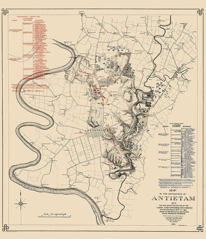 Antietam No. 1  Battlefield - Stearns 1862 Black Ornate Wood Framed Art Print with Double Matting by Stearns
