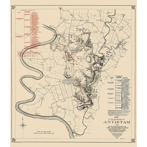 Antietam No. 1  Battlefield - Stearns 1862 Gold Ornate Wood Framed Art Print with Double Matting by Stearns
