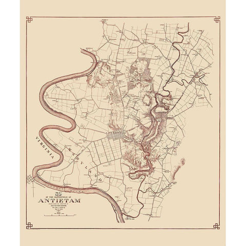 Antietam No. 2 Battlefield - Stearns 1894 Black Modern Wood Framed Art Print with Double Matting by Stearns
