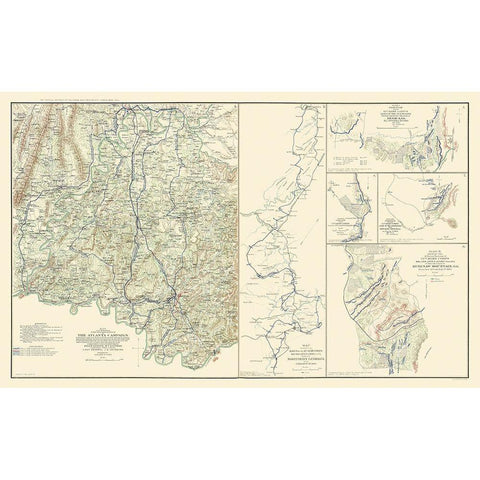 Atlanta Campaign Georgia Civil War - Bien 1864 White Modern Wood Framed Art Print by Bien