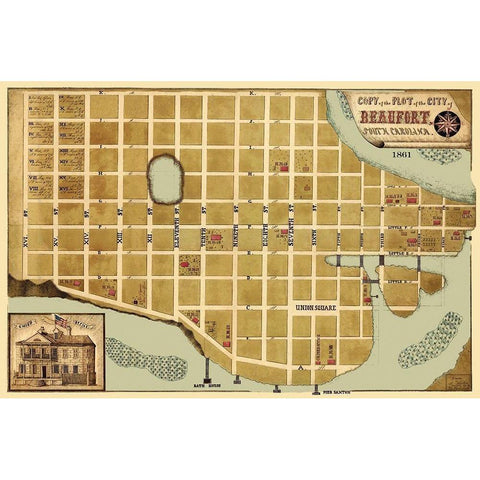 Beaufort South Carolina - Schelten 1861 Black Modern Wood Framed Art Print by Schelten