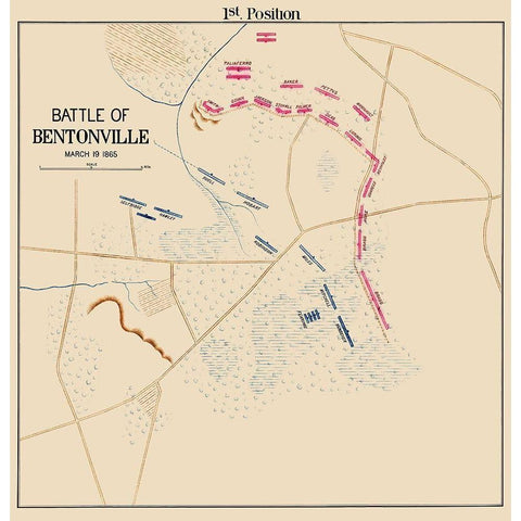 Bentonville Battle 1st Position North Carolina White Modern Wood Framed Art Print by Unknown