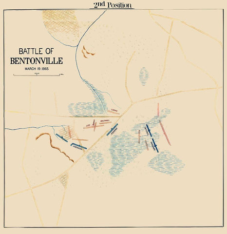 Bentonville Battle 2nd Position North Carolina White Modern Wood Framed Art Print with Double Matting by Unknown