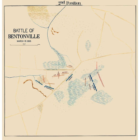 Bentonville Battle 2nd Position North Carolina White Modern Wood Framed Art Print by Unknown