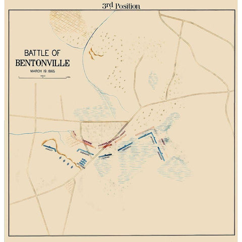 Bentonville Battle 3rd Position North Carolina White Modern Wood Framed Art Print by Unknown