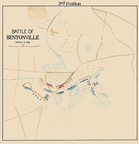 Bentonville Battle 3rd Position North Carolina Black Ornate Wood Framed Art Print with Double Matting by Unknown