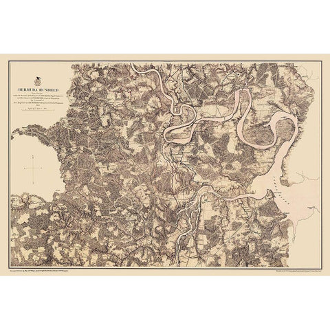 Bermuda Hundred Virginia - Weyss 1867 Gold Ornate Wood Framed Art Print with Double Matting by Weyss