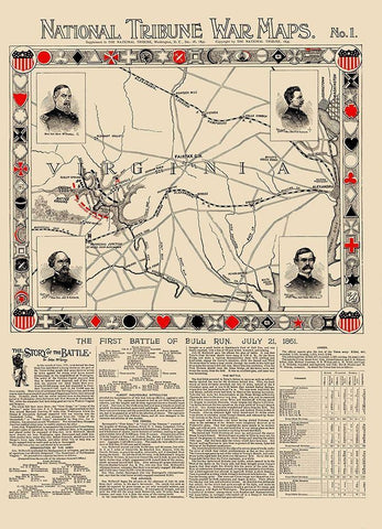 Bull Run Virginia - 1895 Black Ornate Wood Framed Art Print with Double Matting by Tribune