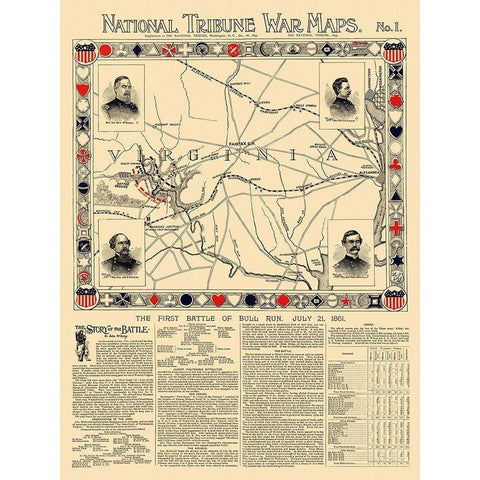 Bull Run First Battle Virginia - 1895 Black Modern Wood Framed Art Print by Unknown