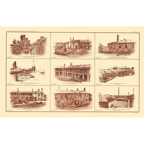 Forts of South Carolina - Bien 1895 White Modern Wood Framed Art Print by Bien