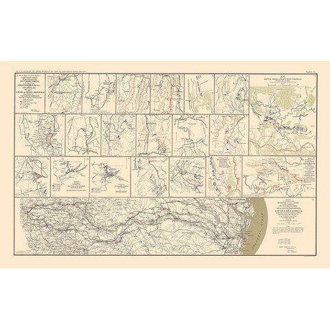 Campaign Chattanooga to Atlanta to Savannah Black Modern Wood Framed Art Print with Double Matting by Bien