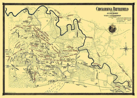 Chickamauga Battlefield - McElroy 1895 Black Ornate Wood Framed Art Print with Double Matting by McElroy