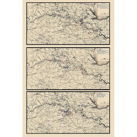 Battle of Chancellorsville Virginia  - 1863 White Modern Wood Framed Art Print by Unknown