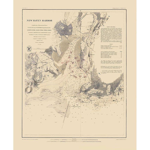New Haven Harbor - Bache 1846 White Modern Wood Framed Art Print by Bache