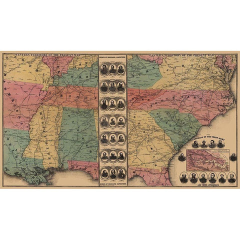 Eastern Western Territory of Present War Black Modern Wood Framed Art Print with Double Matting by Unknown