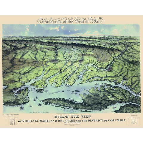 War of Maryland Virginia Delaware Washington DC Gold Ornate Wood Framed Art Print with Double Matting by Bachmann