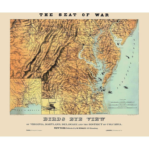 War of Virginia Maryland Delaware Washington DC Gold Ornate Wood Framed Art Print with Double Matting by Schaus