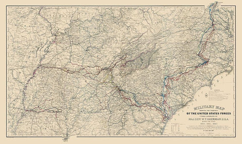 Marches of United States Forces - Sherman 1865 White Modern Wood Framed Art Print with Double Matting by Sherman