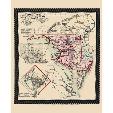 Marlyand Pennsylvania Virginia - Traubel 1861 White Modern Wood Framed Art Print by Traubel