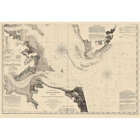 Chesapeake Bay Entrance - Bache 1863 White Modern Wood Framed Art Print by Bache