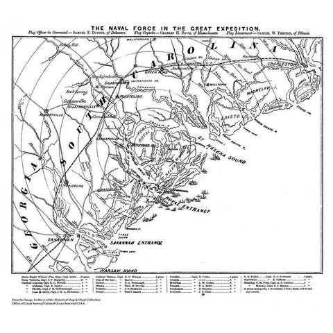 Naval Force Great Expedition Carolina Georgia Black Modern Wood Framed Art Print with Double Matting by Unknown