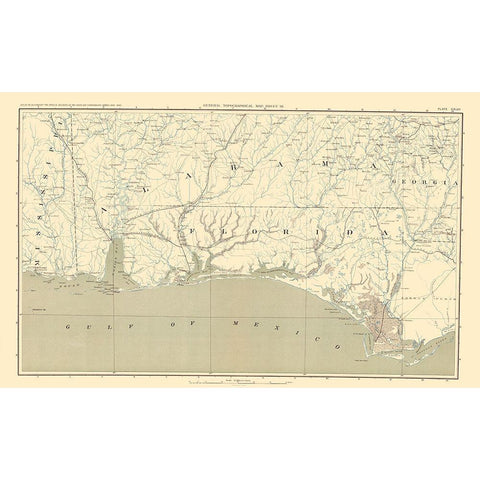 Upper Florida Peninsula Atlas - Bien 1895 Gold Ornate Wood Framed Art Print with Double Matting by Bien