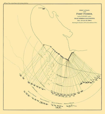 Fort Fisher North Carolina First Attack White Modern Wood Framed Art Print with Double Matting by Porter