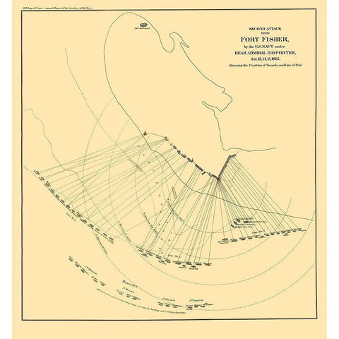 Fort Fisher North Carolina Second Attack Black Modern Wood Framed Art Print with Double Matting by Porter