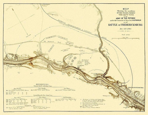 Battle of Fredericksburg Virginia - Bien 1862 Black Ornate Wood Framed Art Print with Double Matting by Bien