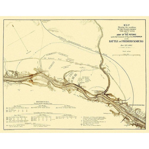 Battle of Fredericksburg Virginia - Bien 1862 Gold Ornate Wood Framed Art Print with Double Matting by Bien