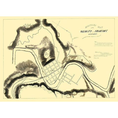 Frankfort Kentucky Area Military - Brooks 1863 Gold Ornate Wood Framed Art Print with Double Matting by Brooks