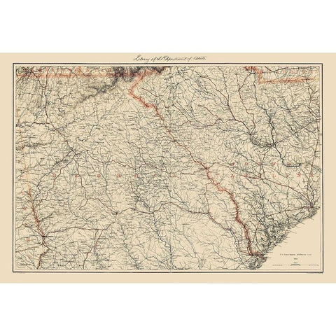 Georgia South Carolina - Bache 1861 Black Modern Wood Framed Art Print with Double Matting by Bache