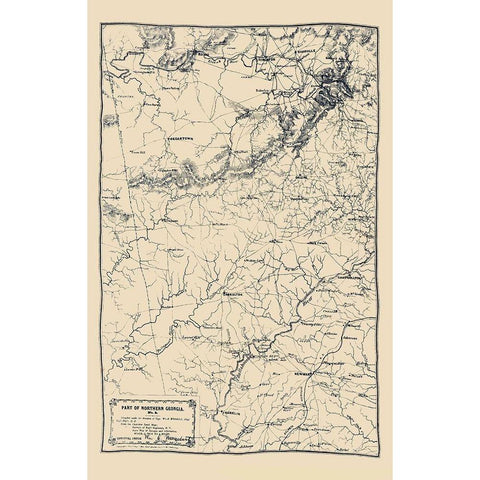 Northern Georgia - Merrill 1864 White Modern Wood Framed Art Print by Merrill