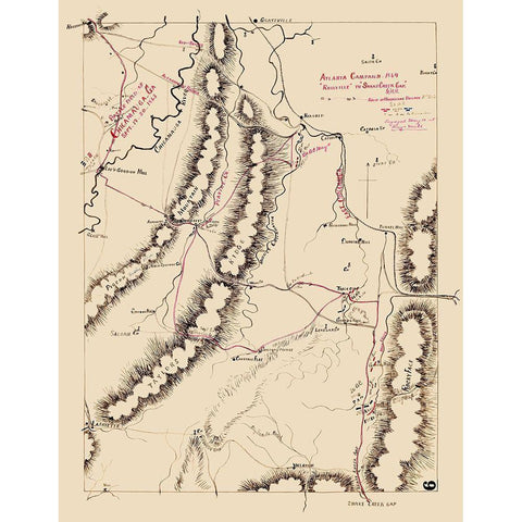 Chicamauga Battlefield Georgia - 1863 Gold Ornate Wood Framed Art Print with Double Matting by Unknown