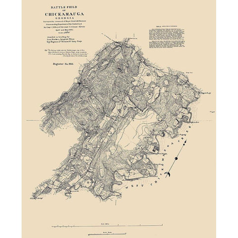 Battlefield of Chickamauga Georgia - Thomas 1864 Black Modern Wood Framed Art Print with Double Matting by Thomas