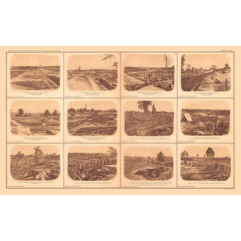 Rebel Forts Atlanta Georgia - Bien 1894 Gold Ornate Wood Framed Art Print with Double Matting by Bien