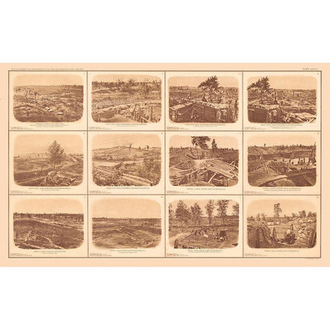 Rebel Lines Atlanta Georgia - Bien 1894 Gold Ornate Wood Framed Art Print with Double Matting by Bien