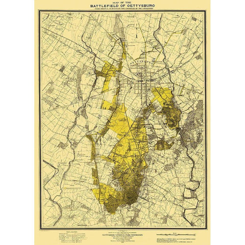 Battlefield of Gettysburg Pennsylvania Gold Ornate Wood Framed Art Print with Double Matting by Hammond