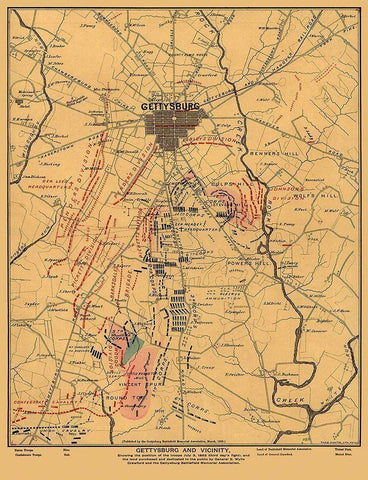 Gettysburg and Vicinity Pennsylvania - Hunter 1863 Black Ornate Wood Framed Art Print with Double Matting by Hunter