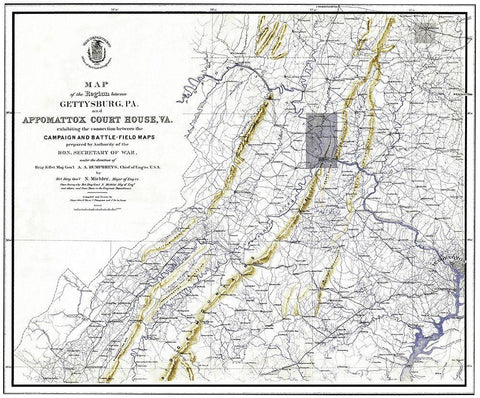 Gettysburg Pennsylvania Appomattox Court House White Modern Wood Framed Art Print with Double Matting by Weyss