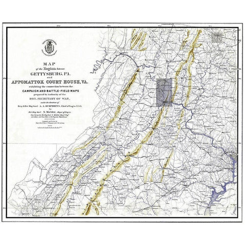 Gettysburg Pennsylvania Appomattox Court House Gold Ornate Wood Framed Art Print with Double Matting by Weyss