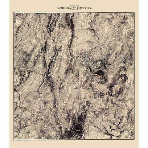 Battle Field of Gettysburg Landowner - 1863 Black Modern Wood Framed Art Print with Double Matting by Unknown